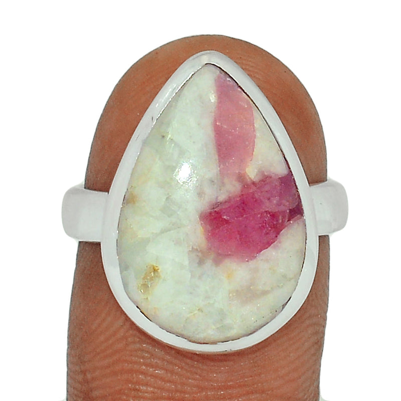 Natural Rubellite Pink Tourmaline With Quartz Cabochon Ring - PQCR295