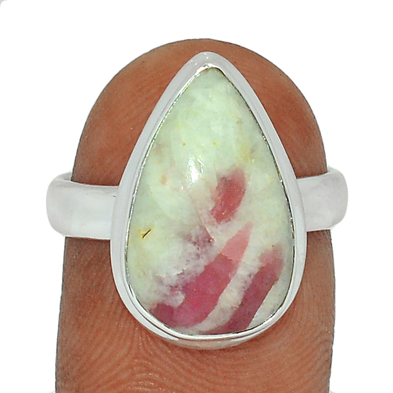 Natural Rubellite Pink Tourmaline With Quartz Cabochon Ring - PQCR296