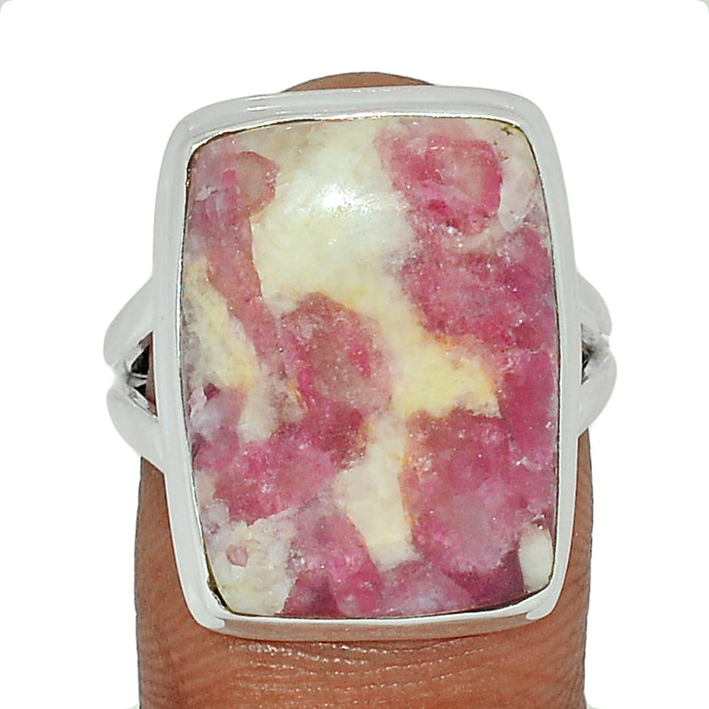 Natural Rubellite Pink Tourmaline With Quartz Cabochon Ring - PQCR298