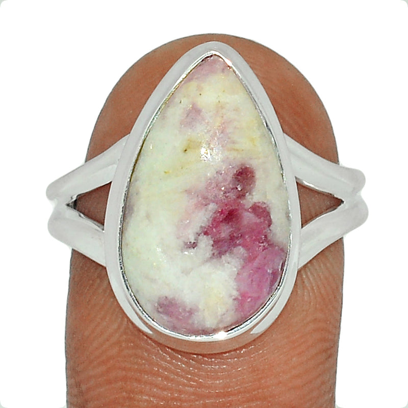 Natural Rubellite Pink Tourmaline With Quartz Cabochon Ring - PQCR300