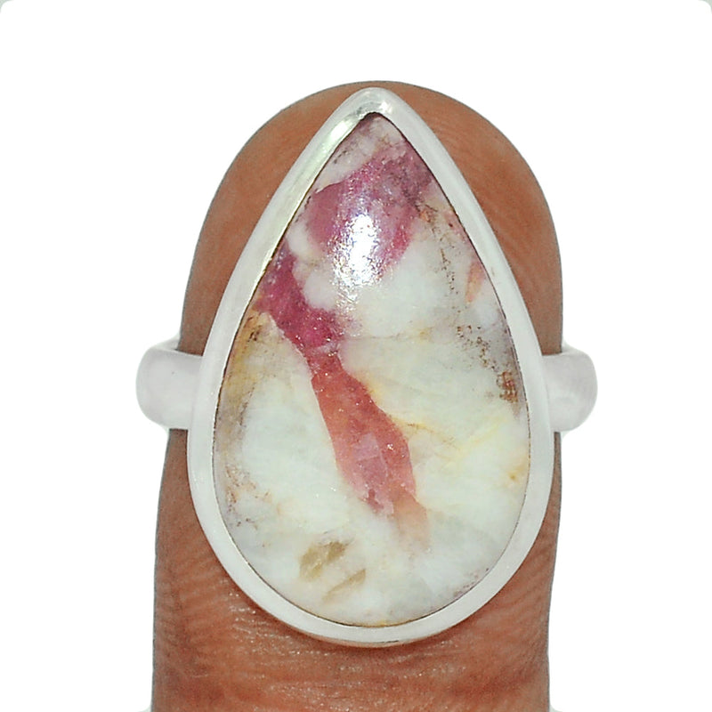 Natural Rubellite Pink Tourmaline With Quartz Cabochon Ring - PQCR307