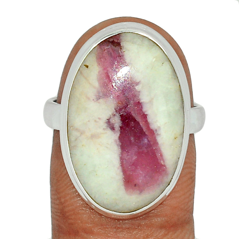 Natural Rubellite Pink Tourmaline With Quartz Cabochon Ring - PQCR308