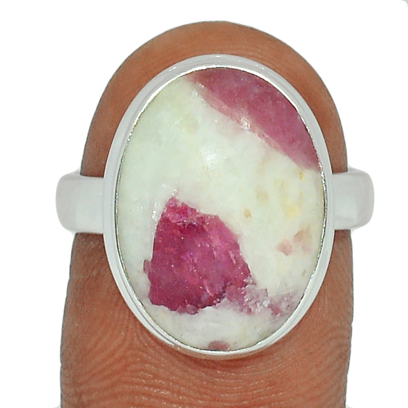 Natural Rubellite Pink Tourmaline With Quartz Cabochon Ring - PQCR309