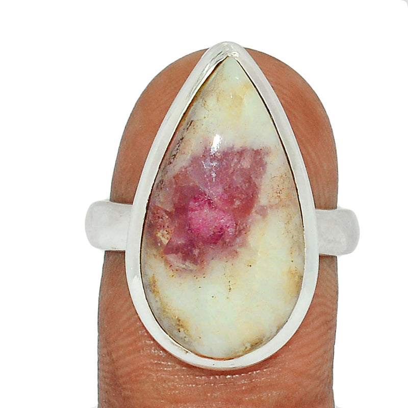 Natural Rubellite Pink Tourmaline With Quartz Cabochon Ring - PQCR310
