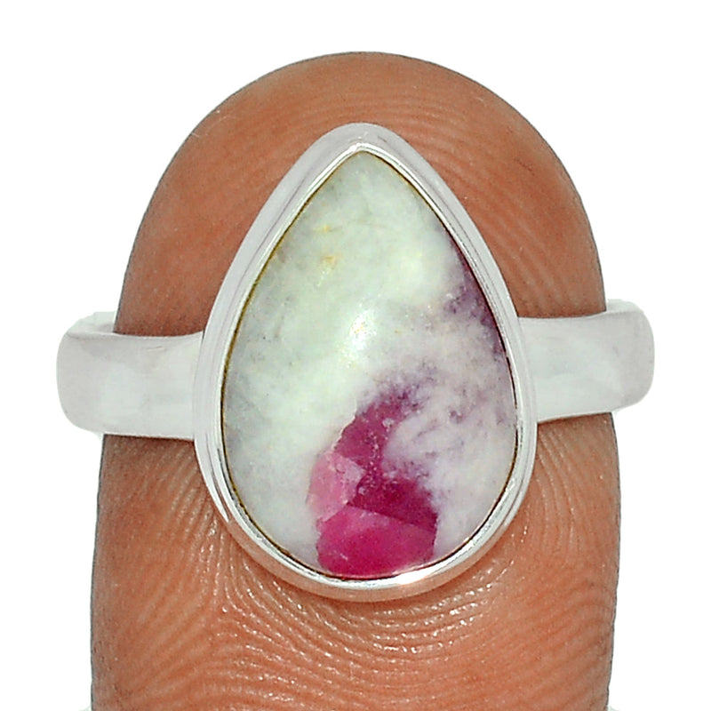 Natural Rubellite Pink Tourmaline With Quartz Cabochon Ring - PQCR315