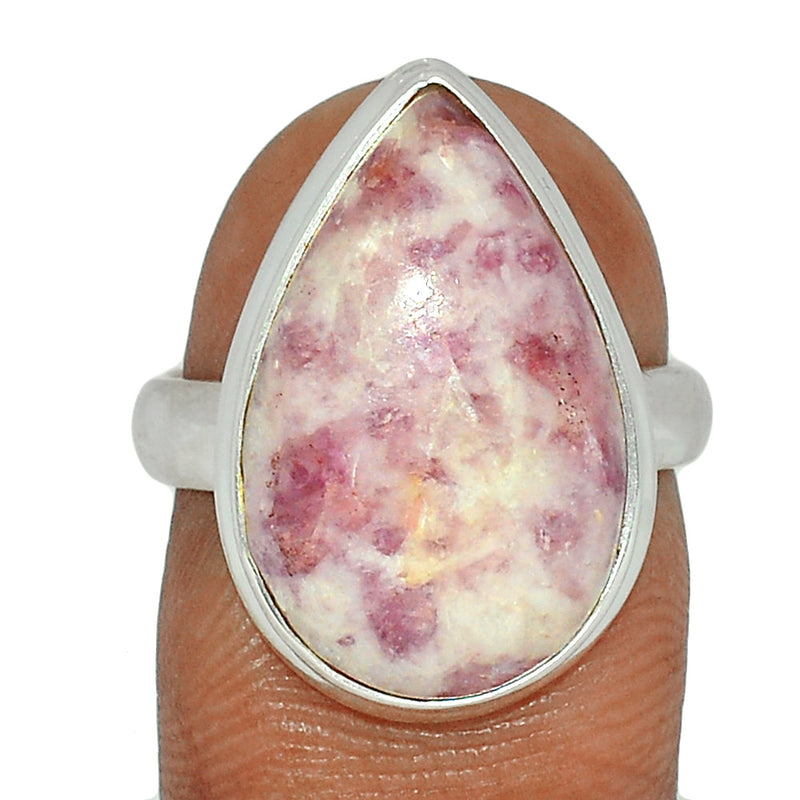 Natural Rubellite Pink Tourmaline With Quartz Cabochon Ring - PQCR317