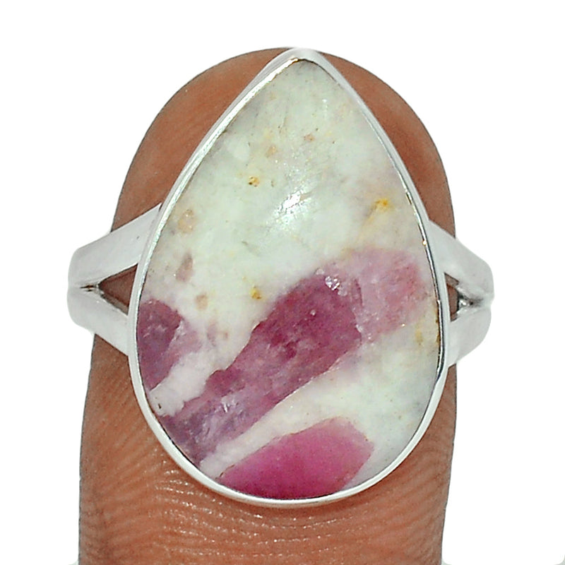 Natural Rubellite Pink Tourmaline With Quartz Cabochon Ring - PQCR319