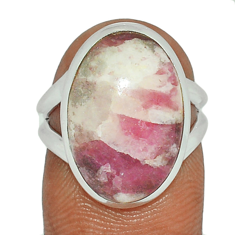 Natural Rubellite Pink Tourmaline With Quartz Cabochon Ring - PQCR320