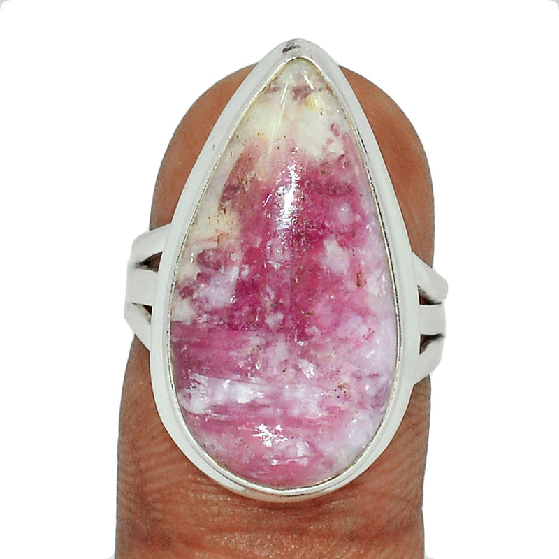 Natural Rubellite Pink Tourmaline With Quartz Cabochon Ring - PQCR321