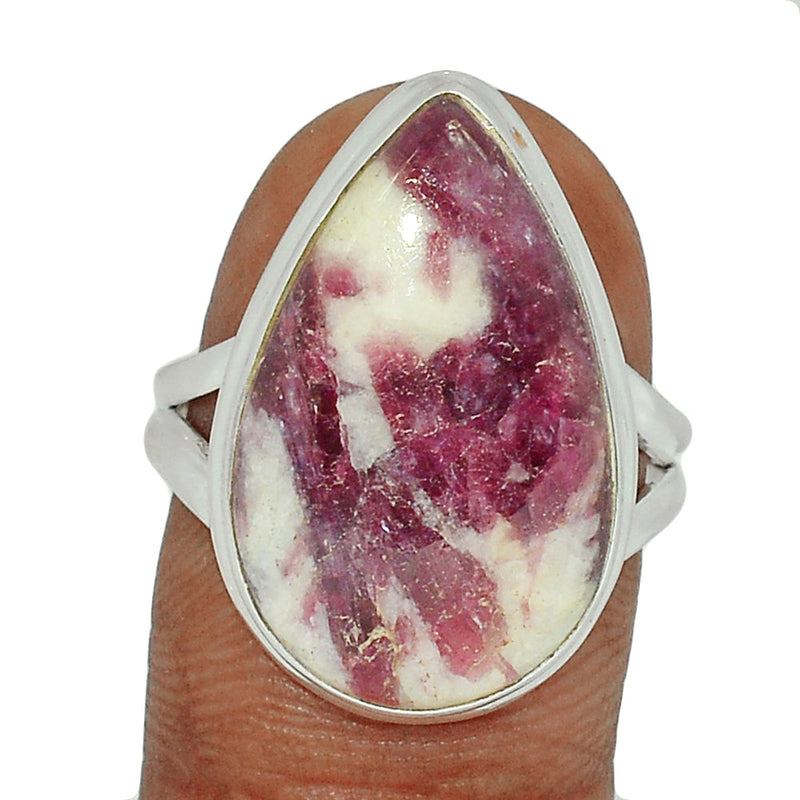 Natural Rubellite Pink Tourmaline With Quartz Cabochon Ring - PQCR322