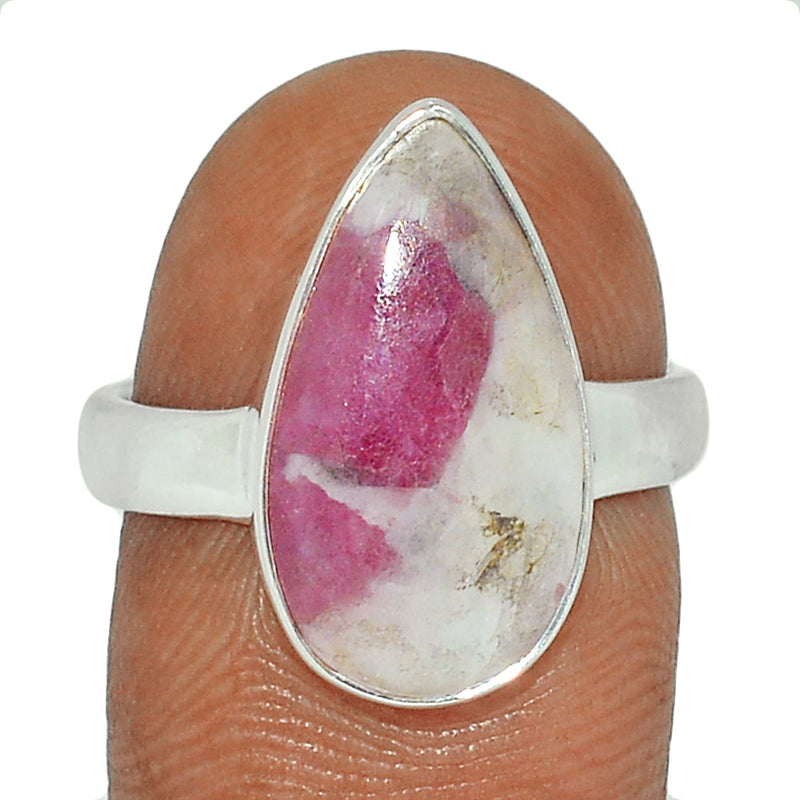 Natural Rubellite Pink Tourmaline With Quartz Cabochon Ring - PQCR325