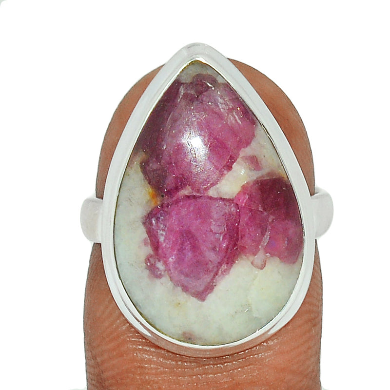 Natural Rubellite Pink Tourmaline With Quartz Cabochon Ring - PQCR326