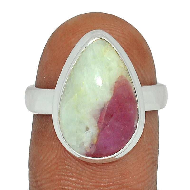 Natural Rubellite Pink Tourmaline With Quartz Cabochon Ring - PQCR327