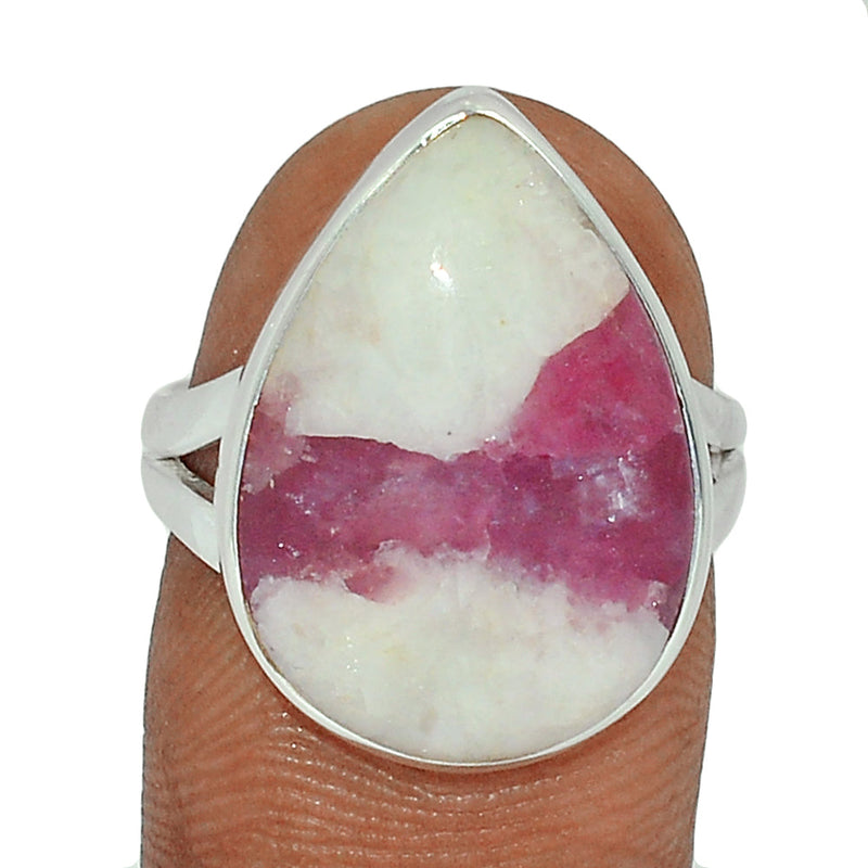 Natural Rubellite Pink Tourmaline With Quartz Cabochon Ring - PQCR328