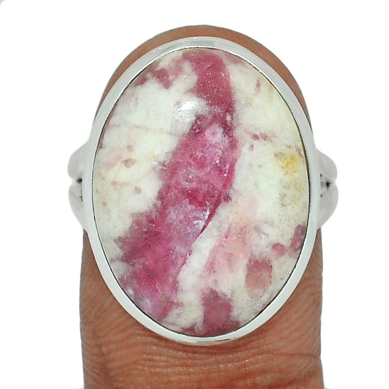 Natural Rubellite Pink Tourmaline With Quartz Cabochon Ring - PQCR329