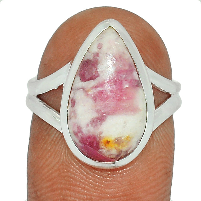 Natural Rubellite Pink Tourmaline With Quartz Cabochon Ring - PQCR331