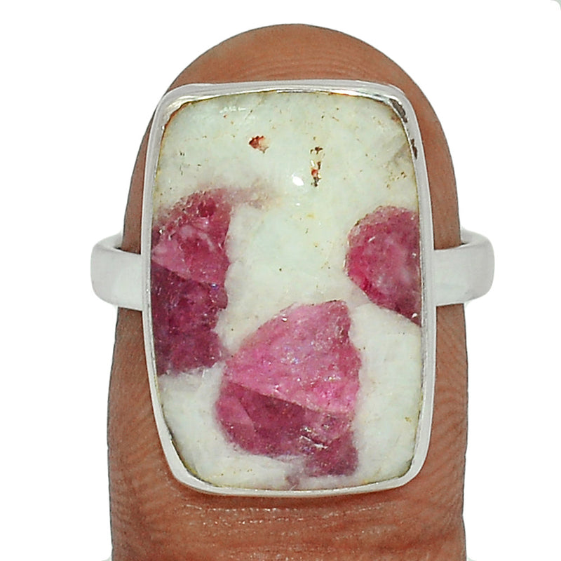 Natural Rubellite Pink Tourmaline With Quartz Cabochon Ring - PQCR332