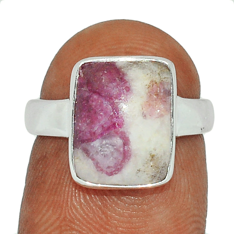 Natural Rubellite Pink Tourmaline With Quartz Cabochon Ring - PQCR333