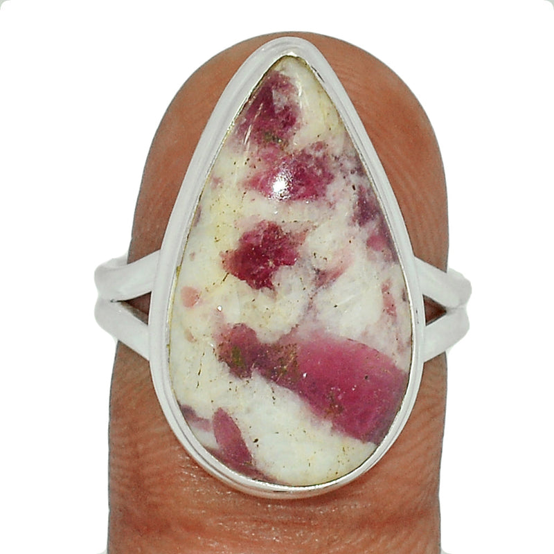 Natural Rubellite Pink Tourmaline With Quartz Cabochon Ring - PQCR338