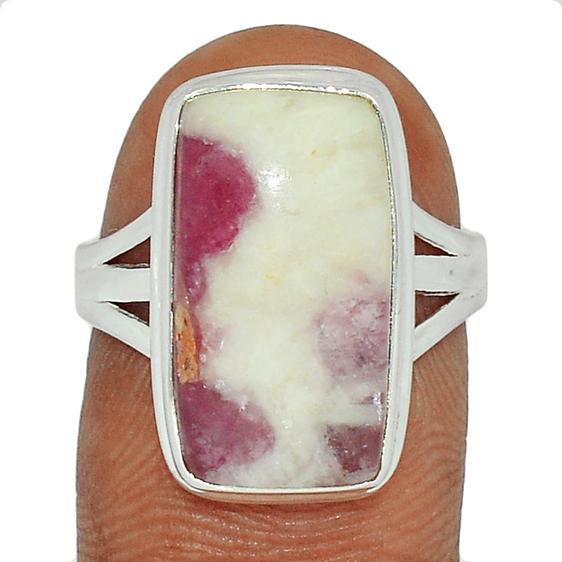 Natural Rubellite Pink Tourmaline With Quartz Cabochon Ring - PQCR341