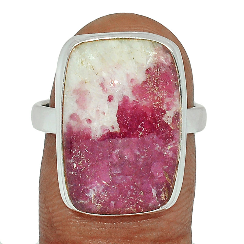 Natural Rubellite Pink Tourmaline With Quartz Cabochon Ring - PQCR343