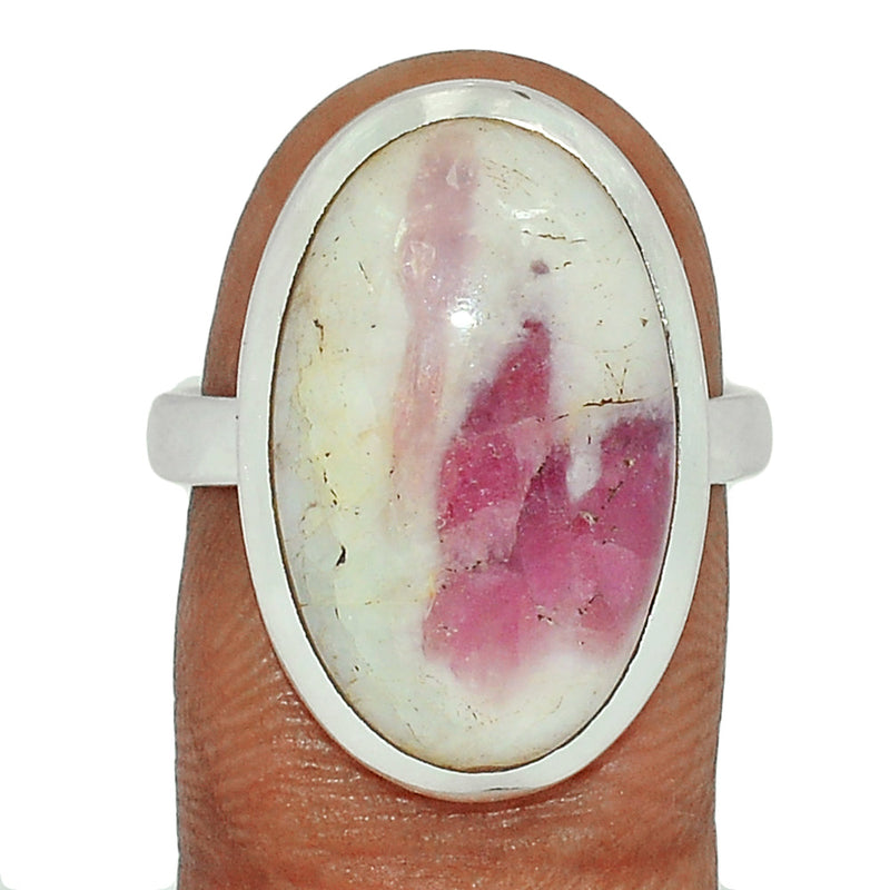 Natural Rubellite Pink Tourmaline With Quartz Cabochon Ring - PQCR348