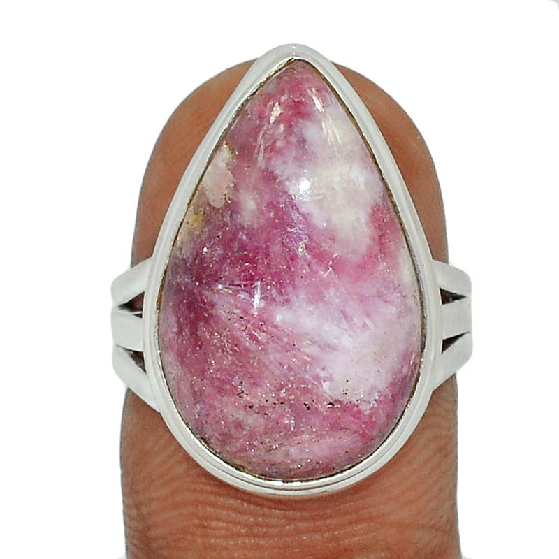 Natural Rubellite Pink Tourmaline With Quartz Cabochon Ring - PQCR349