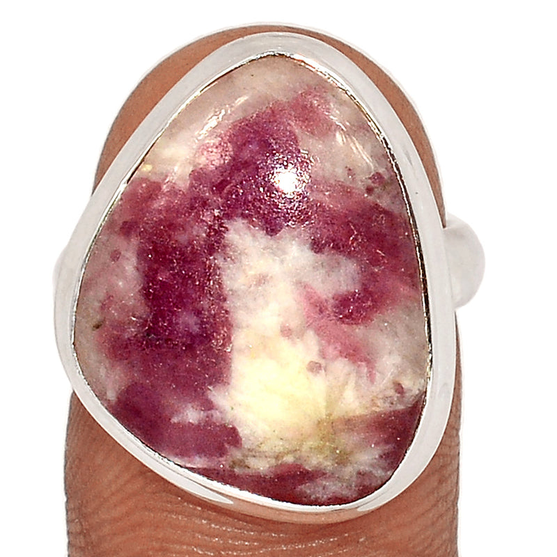 Natural Rubellite Pink Tourmaline With Quartz Cabochon Ring - PQCR354