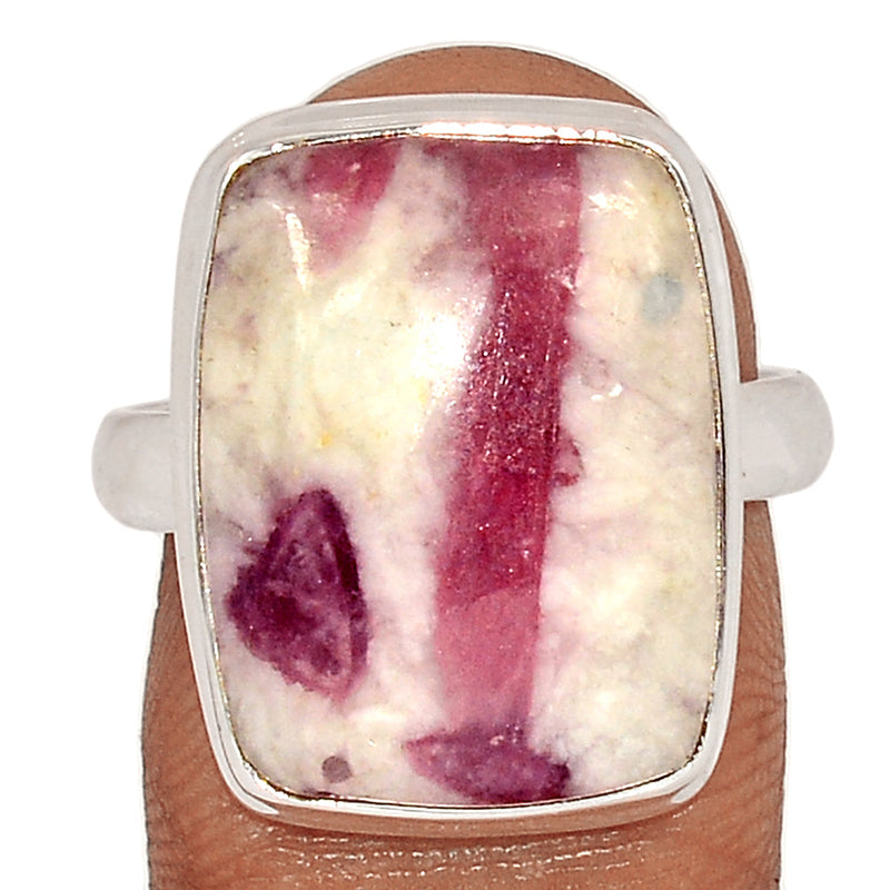 Natural Rubellite Pink Tourmaline With Quartz Cabochon Ring - PQCR367