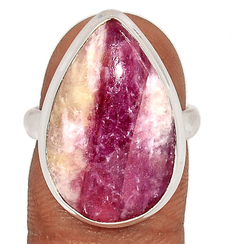 Natural Rubellite Pink Tourmaline With Quartz Cabochon Ring - PQCR368