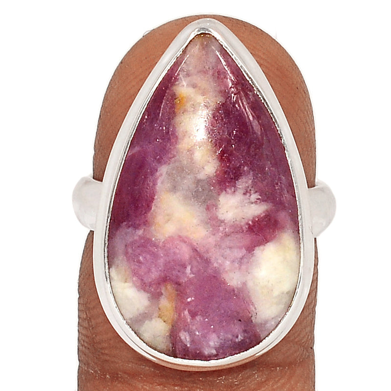 Natural Rubellite Pink Tourmaline With Quartz Cabochon Ring - PQCR370