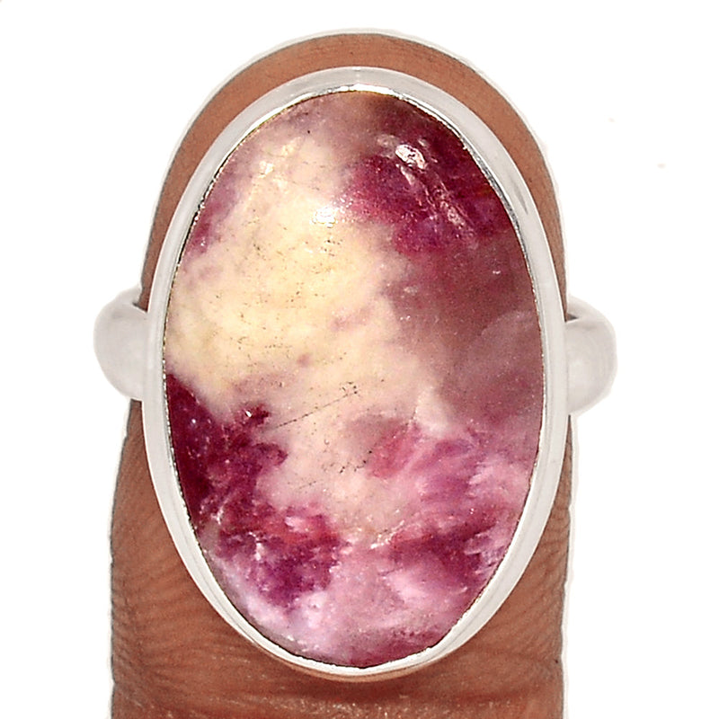 Natural Rubellite Pink Tourmaline With Quartz Cabochon Ring - PQCR371