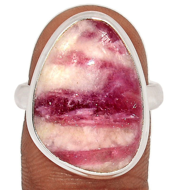 Natural Rubellite Pink Tourmaline With Quartz Cabochon Ring - PQCR374