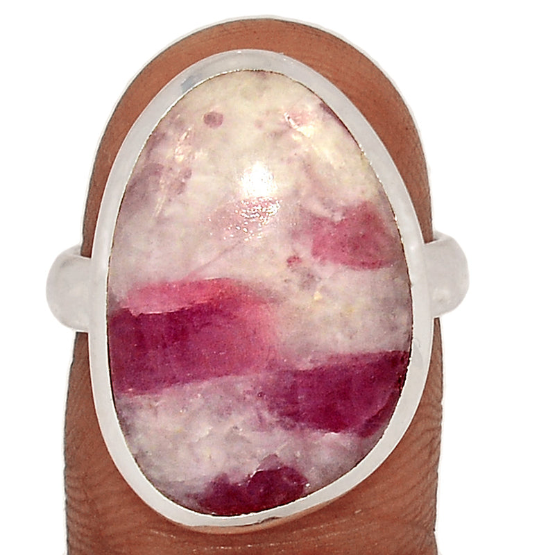 Natural Rubellite Pink Tourmaline With Quartz Cabochon Ring - PQCR375