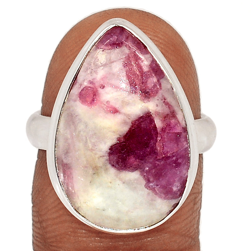 Natural Rubellite Pink Tourmaline With Quartz Cabochon Ring - PQCR381