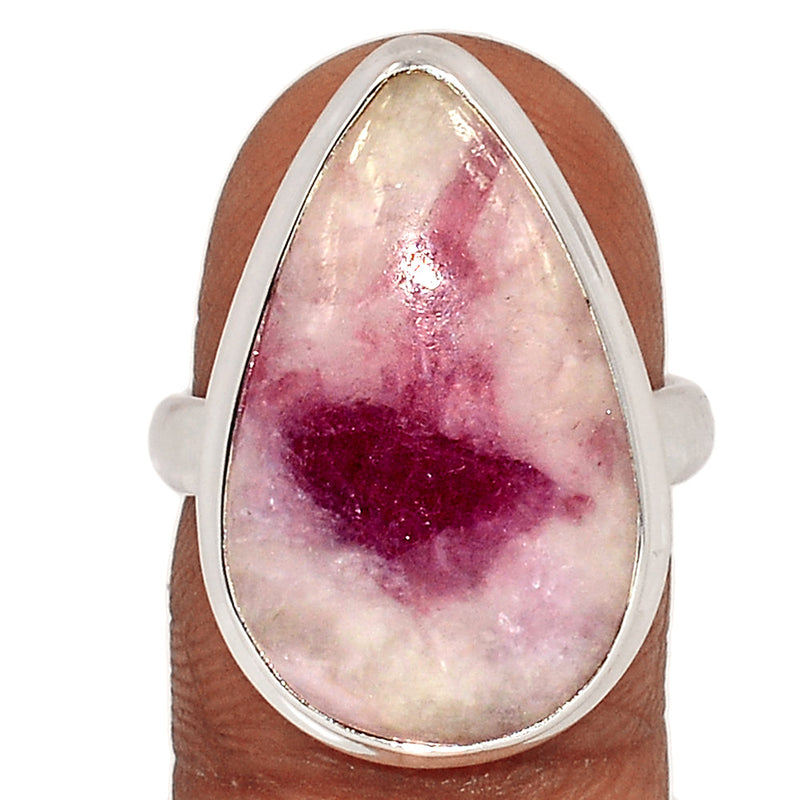 Natural Rubellite Pink Tourmaline With Quartz Cabochon Ring - PQCR385