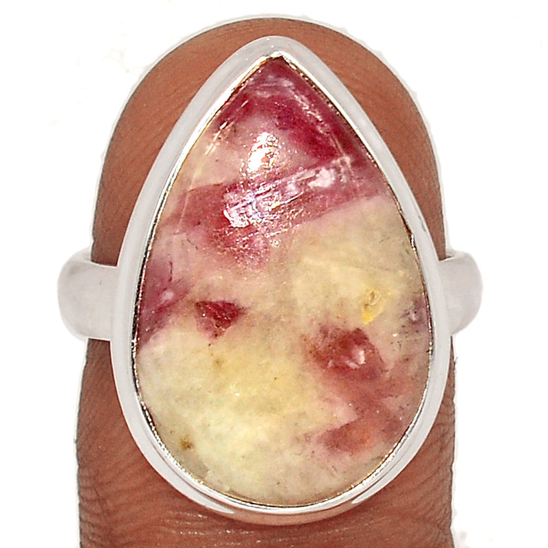 Natural Rubellite Pink Tourmaline With Quartz Cabochon Ring - PQCR391