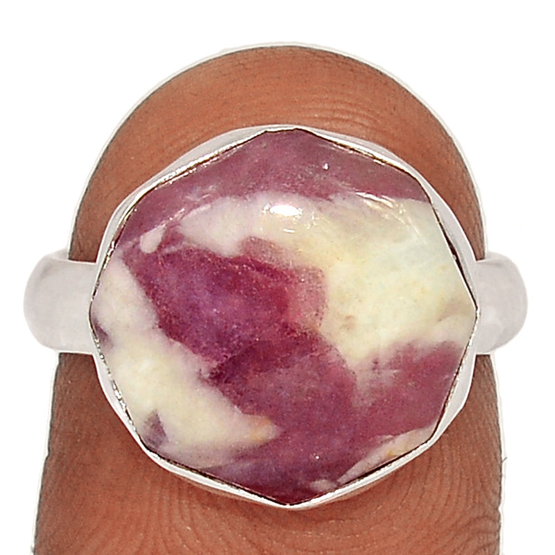 Natural Rubellite Pink Tourmaline With Quartz Cabochon Ring - PQCR392