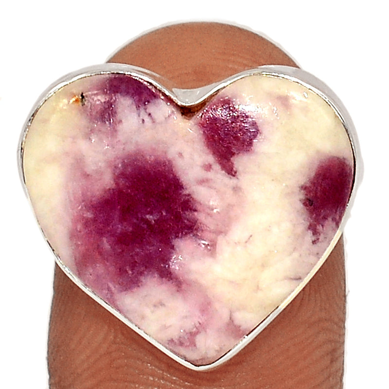 Heart - Natural Rubellite Pink Tourmaline With Quartz Cabochon Ring - PQCR393