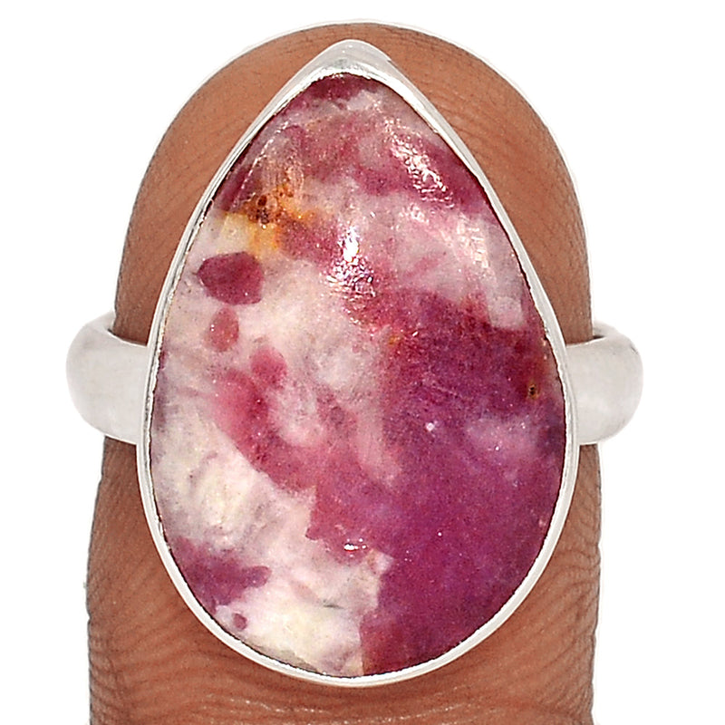 Natural Rubellite Pink Tourmaline With Quartz Cabochon Ring - PQCR396