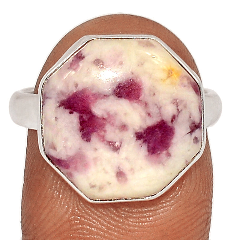 Natural Rubellite Pink Tourmaline With Quartz Cabochon Ring - PQCR398