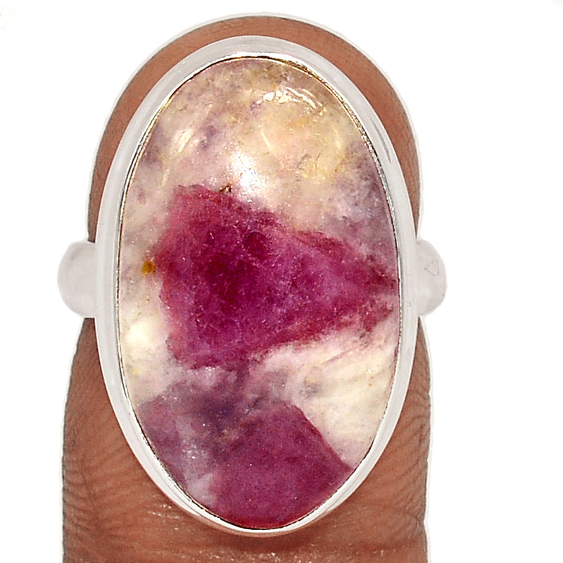 Natural Rubellite Pink Tourmaline With Quartz Cabochon Ring - PQCR401