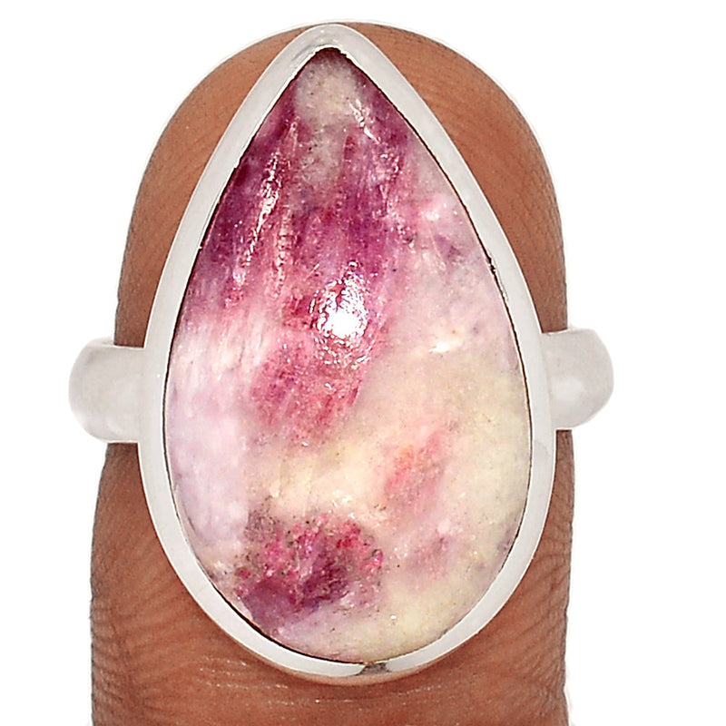 Natural Rubellite Pink Tourmaline With Quartz Cabochon Ring - PQCR402