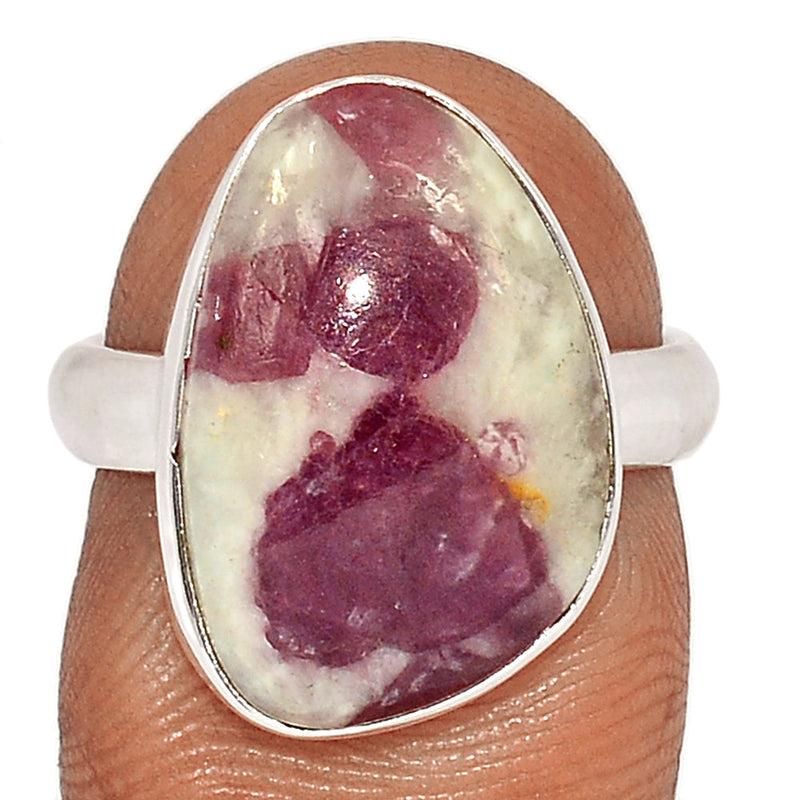 Natural Rubellite Pink Tourmaline With Quartz Cabochon Ring - PQCR404