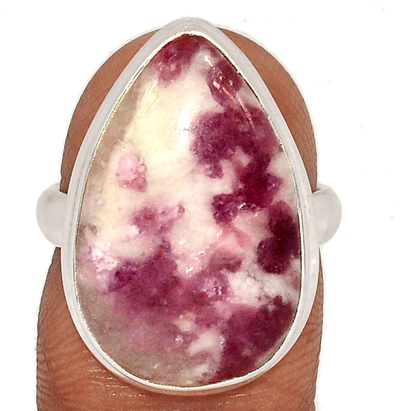 Natural Rubellite Pink Tourmaline With Quartz Cabochon Ring - PQCR405