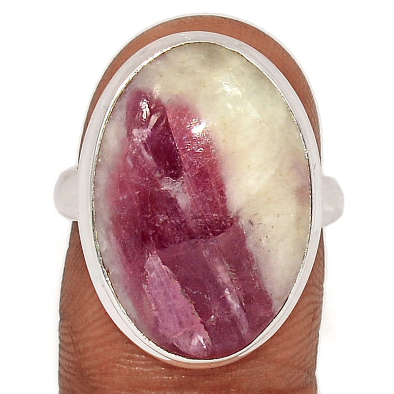 Natural Rubellite Pink Tourmaline With Quartz Cabochon Ring - PQCR407