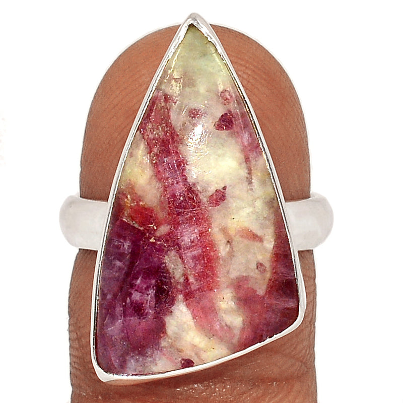 Natural Rubellite Pink Tourmaline With Quartz Cabochon Ring - PQCR410