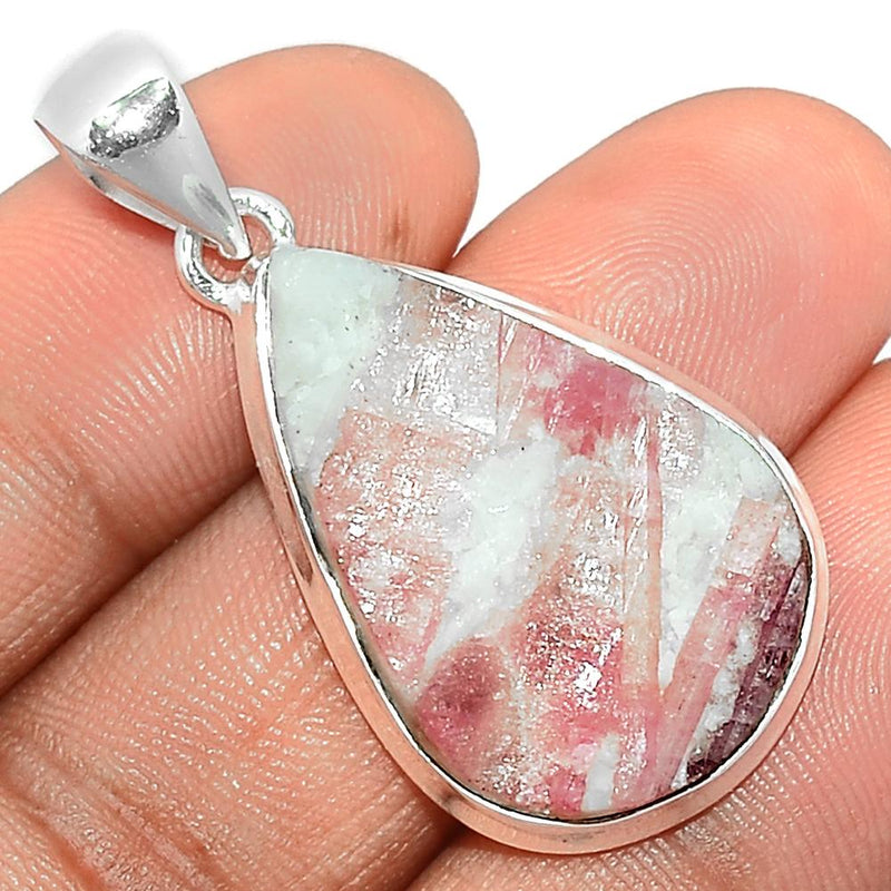 1.6" Natural Rubellite Pink Tourmaline With Quartz Pendants - PTQP370