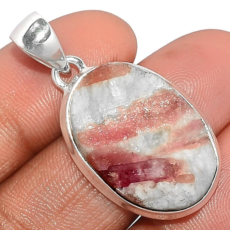 1.5" Natural Rubellite Pink Tourmaline With Quartz Pendants - PTQP393