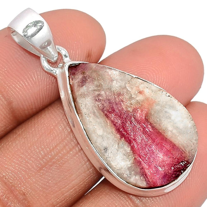 1.6" Natural Rubellite Pink Tourmaline With Quartz Pendants - PTQP406